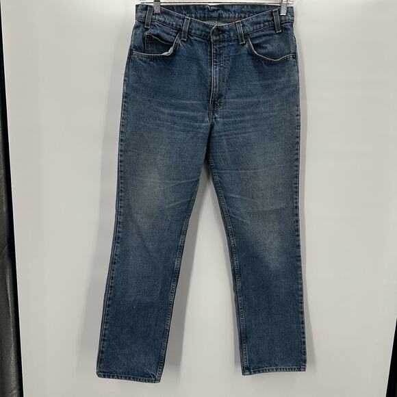 Vintage 70s Levis 517 Denim Jeans 33x31 Orange Tab Boot Cut Distressed Stains